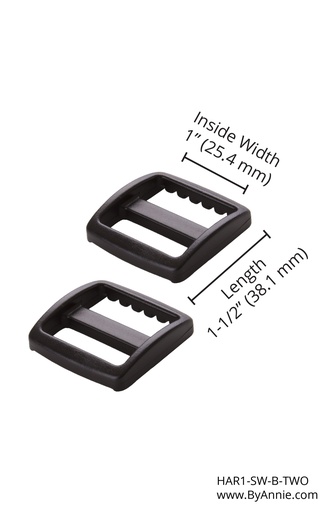 [HAR1-SLW-B-TWO] Slider, widemouth - 1" - Set of Two (Black Plastic)